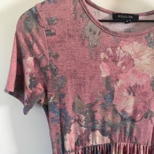 ROOLEE - MIDI Length Pink Floral Dress with Pockets - Small